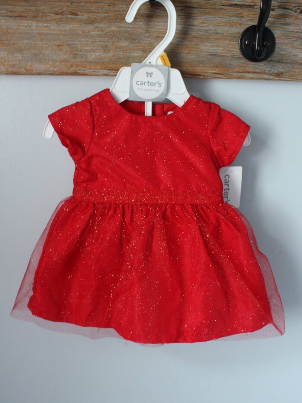 Carter's Newborn Red Gold Glitter Dress